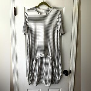 Black and white striped high low top
